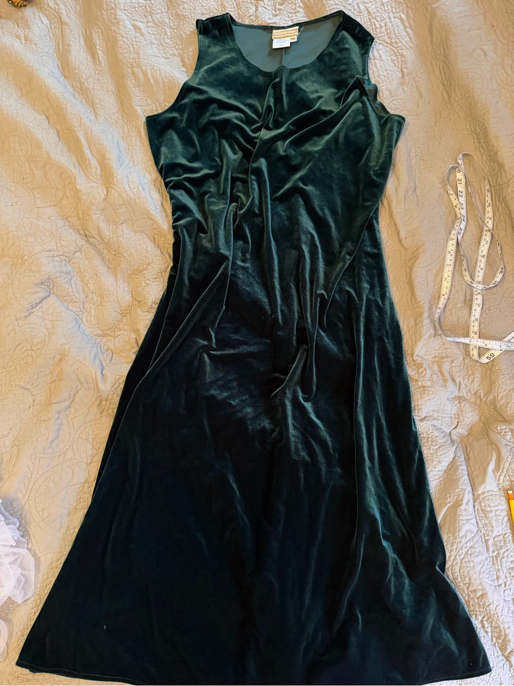 Coldwater Creek Velvet A-Line maxi Dress in Hunter Green- goth dark romance